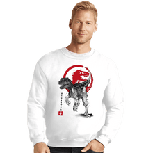 Load image into Gallery viewer, Secret_Shirts Crewneck Sweater, Unisex / Small / White Velociraptor Sumi-E