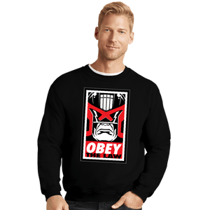 Daily_Deal_Shirts Crewneck Sweater, Unisex / Small / Black Obey The Law