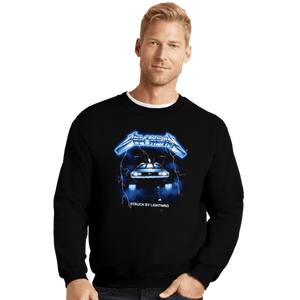 Daily_Deal_Shirts Crewneck Sweater, Unisex / Small / Black Struck By Lightning
