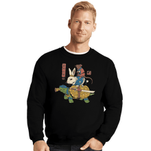 Load image into Gallery viewer, Shirts Crewneck Sweater, Unisex / Small / Black Kame, Usagi, and Ratto Ninjas