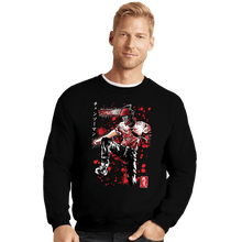 Load image into Gallery viewer, Daily_Deal_Shirts Crewneck Sweater, Unisex / Small / Black Chainsaw Sumi-E