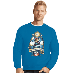Shirts Crewneck Sweater, Unisex / Small / Sapphire Super Old School Gamer