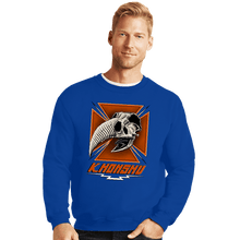 Load image into Gallery viewer, Daily_Deal_Shirts Crewneck Sweater, Unisex / Small / Royal Blue Konshu Skull

