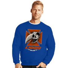Load image into Gallery viewer, Daily_Deal_Shirts Crewneck Sweater, Unisex / Small / Royal Blue Konshu Skull