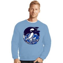 Load image into Gallery viewer, Secret_Shirts Crewneck Sweater, Unisex / Small / Powder Blue Orca Attack