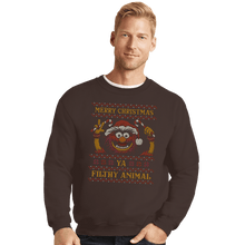 Load image into Gallery viewer, Daily_Deal_Shirts Crewneck Sweater, Unisex / Small / Dark Chocolate Merry Christmas Filthy Animal