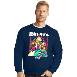 Daily_Deal_Shirts Crewneck Sweater, Unisex / Small / Navy Ninja Trouble