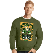 Load image into Gallery viewer, Daily_Deal_Shirts Crewneck Sweater, Unisex / Small / Military Green Ocarina Link