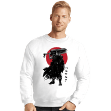Load image into Gallery viewer, Daily_Deal_Shirts Crewneck Sweater, Unisex / Small / White Black Swordsman Sumi-e