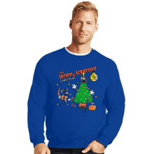 Load image into Gallery viewer, Daily_Deal_Shirts Crewneck Sweater, Unisex / Small / Royal Blue Itchy & Scratchy Christmas