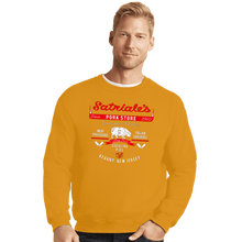 Load image into Gallery viewer, Secret_Shirts Crewneck Sweater, Unisex / Small / Gold Satriales Pork Market