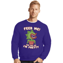 Load image into Gallery viewer, Daily_Deal_Shirts Crewneck Sweater, Unisex / Small / Violet Feed Me!!
