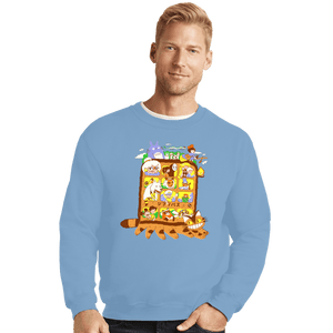 Daily_Deal_Shirts Crewneck Sweater, Unisex / Small / Powder Blue Anime Bus