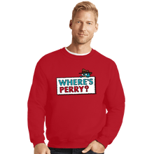 Load image into Gallery viewer, Shirts Crewneck Sweater, Unisex / Small / Red Where's Perry?