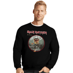 Daily_Deal_Shirts Crewneck Sweater, Unisex / Small / Black Iron Mayhem