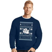 Load image into Gallery viewer, Shirts Crewneck Sweater, Unisex / Small / Navy Merry Xmash