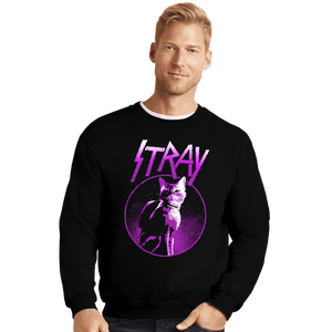 Daily_Deal_Shirts Crewneck Sweater, Unisex / Small / Black Neon Cat