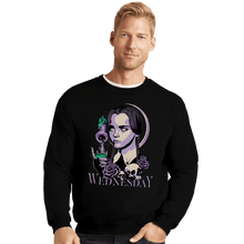 Load image into Gallery viewer, Shirts Crewneck Sweater, Unisex / Small / Black Wednesday Addams
