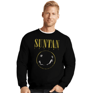 Shirts Crewneck Sweater, Unisex / Small / Black Suntan Lotion
