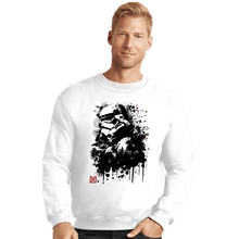 Load image into Gallery viewer, Daily_Deal_Shirts Crewneck Sweater, Unisex / Small / White Trooper In The Forest Sumi-e