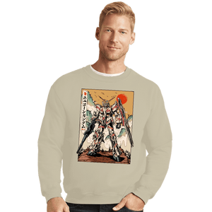Daily_Deal_Shirts Crewneck Sweater, Unisex / Small / Sand The Unicorn Gundam