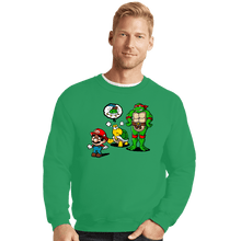 Load image into Gallery viewer, Secret_Shirts Crewneck Sweater, Unisex / Small / Irish Green Turtle Big Bro
