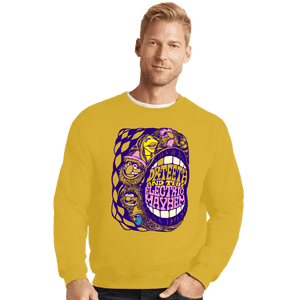 Daily_Deal_Shirts Crewneck Sweater, Unisex / Small / Gold The Electric Mayhem!