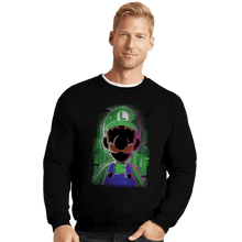 Load image into Gallery viewer, Secret_Shirts Crewneck Sweater, Unisex / Small / Black Luigi Glitch