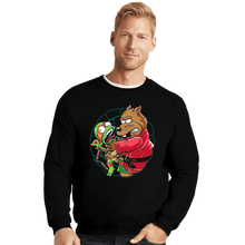Load image into Gallery viewer, Secret_Shirts Crewneck Sweater, Unisex / Small / Black Why You Little Turtle Mikey
