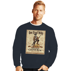 Daily_Deal_Shirts Crewneck Sweater, Unisex / Small / Dark Heather One Eyed Willy Rum