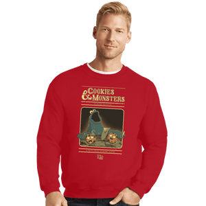 Daily_Deal_Shirts Crewneck Sweater, Unisex / Small / Red Cookies & Monsters