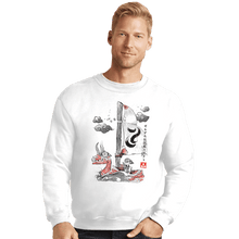 Load image into Gallery viewer, Shirts Crewneck Sweater, Unisex / Small / White Sailing With The Wind Sumi-e