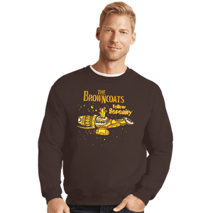 Daily_Deal_Shirts Crewneck Sweater, Unisex / Small / Dark Chocolate Yellow Serenity