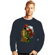Load image into Gallery viewer, Daily_Deal_Shirts Crewneck Sweater, Unisex / Small / Dark Heather Rogue And Gambit Kiss