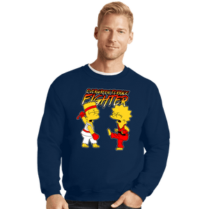 Daily_Deal_Shirts Crewneck Sweater, Unisex / Small / Navy Evergreen Terrace Fighter
