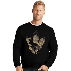 Daily_Deal_Shirts Crewneck Sweater, Unisex / Small / Black T-Rex Footprint