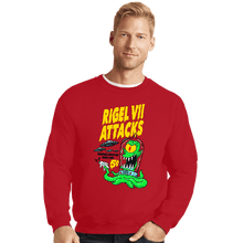 Load image into Gallery viewer, Last_Chance_Shirts Crewneck Sweater, Unisex / Small / Red Rigel 7 Attacks