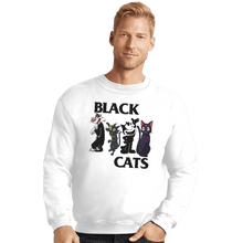 Load image into Gallery viewer, Shirts Crewneck Sweater, Unisex / Small / White Black Cats Flag