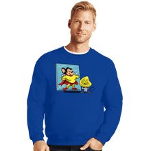 Load image into Gallery viewer, Secret_Shirts Crewneck Sweater, Unisex / Small / Royal Blue Mighty Or Speedy