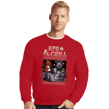 Load image into Gallery viewer, Daily_Deal_Shirts Crewneck Sweater, Unisex / Small / Red RPG & Chill