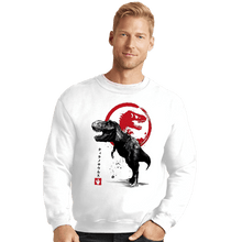 Load image into Gallery viewer, Shirts Crewneck Sweater, Unisex / Small / White Tyrannosaurus sumi-e halftones