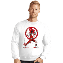 Load image into Gallery viewer, Daily_Deal_Shirts Crewneck Sweater, Unisex / Small / White Red Ranger Sumi-e