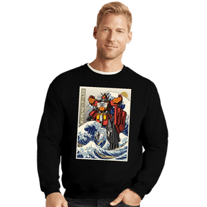 Daily_Deal_Shirts Crewneck Sweater, Unisex / Small / Black Heavyarms Wave