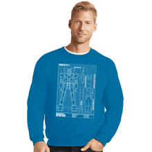 Load image into Gallery viewer, Shirts Crewneck Sweater, Unisex / Small / Sapphire RX-78-2 Blueprint