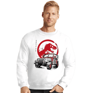 Daily_Deal_Shirts Crewneck Sweater, Unisex / Small / White YJ Sahara sumi-e