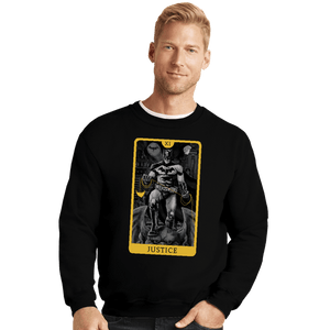 Daily_Deal_Shirts Crewneck Sweater, Unisex / Small / Black JL Tarot - Justice