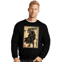 Load image into Gallery viewer, Daily_Deal_Shirts Crewneck Sweater, Unisex / Small / Black Black Swordsman Woodblock