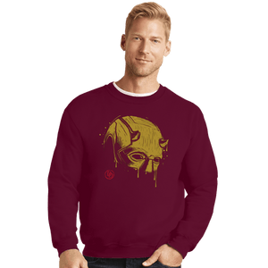Daily_Deal_Shirts Crewneck Sweater, Unisex / Small / Maroon DevilMask