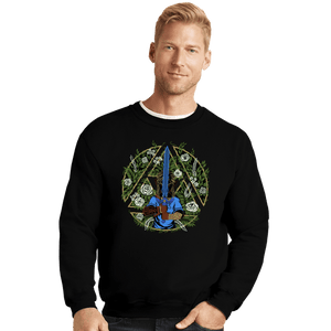 Daily_Deal_Shirts Crewneck Sweater, Unisex / Small / Black Warrior In The Forest
