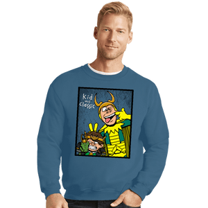 Shirts Crewneck Sweater, Unisex / Small / Indigo Blue Kid And Classic